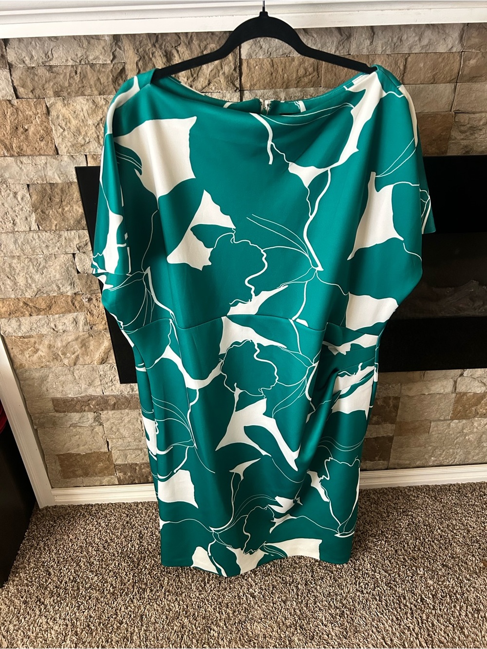 Donna Karan New York Green and White Printed Dress